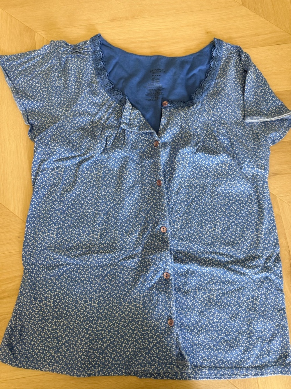 Blue Floral Button-Front Women’s Top